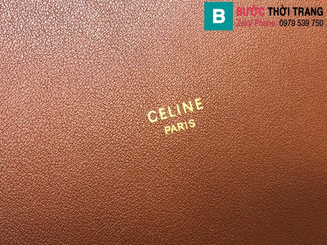 Túi Xách Celine Teen Bucket siêu cấp bò màu nâu bò size 23cm