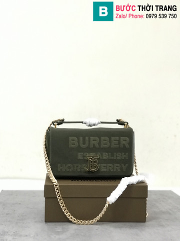 Túi xách Burberry Thomas siêu cấp canvas màu xanh rêu size 23.5cm