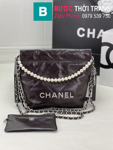 Túi xách Chanel small siêu cấp da bê màu nâu đậm size 25cm 