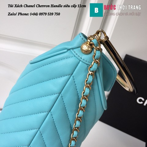Túi Xách Chanel Chevron Handle with Chic Bucket siêu cấp xanh ngọc 12cm - A57861