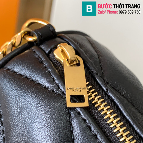 Túi xách Saint Laurent Tube sade cao cấp da bê màu đen size 20cm