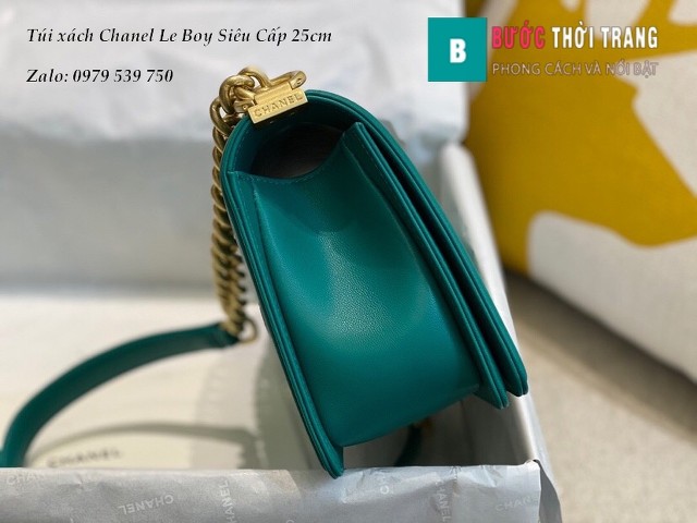 Túi Xách Chanel Boy Siêu Cấp viền dây màu xanh ngọc 25cm - A67086