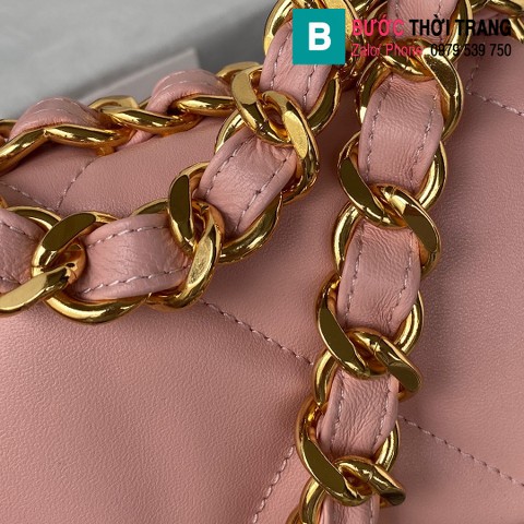 Túi xách Chanel small flap bag siêu cấp da bê màu hồng nhạt size 20.5cm - AS3498