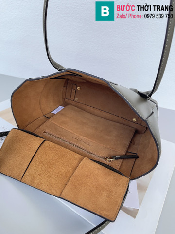 Túi xách Bottega Venetae cao cấp da bê màu xám size 38cm 