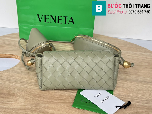 Túi xách Bottega Venetae cao cấp da bê màu xám size 18cm 