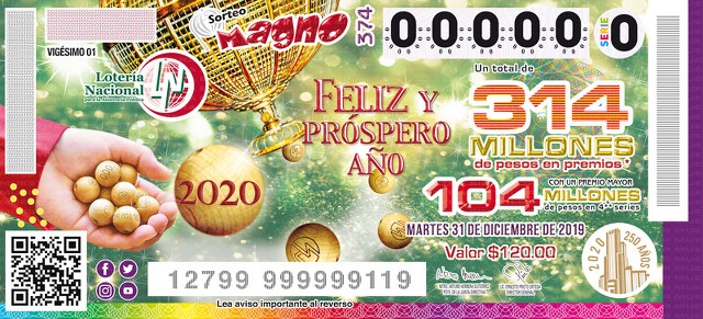 Loteria Nacional Sorteo Magno No. 374 en Vivo – Martes 31 de Diciembre del 2019