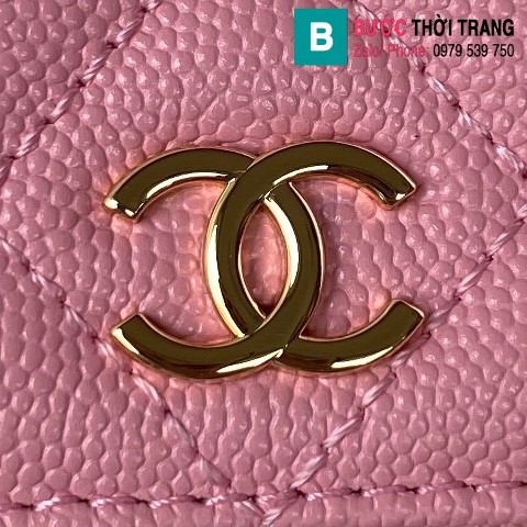 Túi đeo chéo Chanel siêu cấp mini da bê màu hồng size 17.5cm