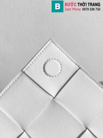 Túi xách Bottega Veneta Cassette mini siêu cấp da bê màu trắng size 17.5cm