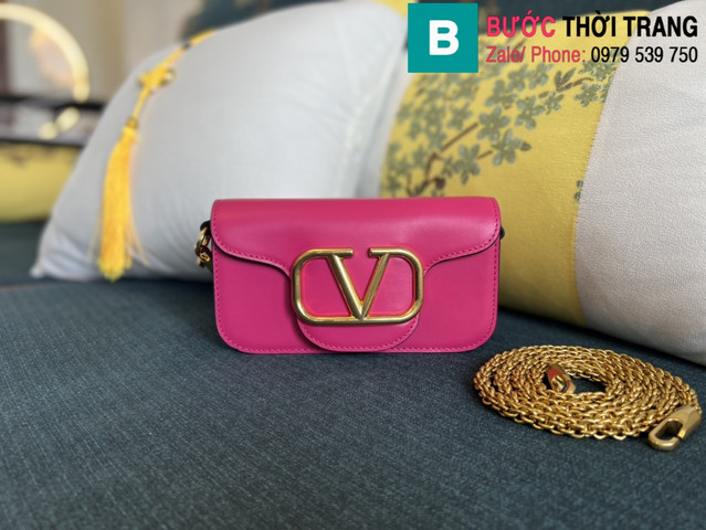 Túi xách Valentino VLogoSignacar siêu cấp da bê màu hồng size 20cm 