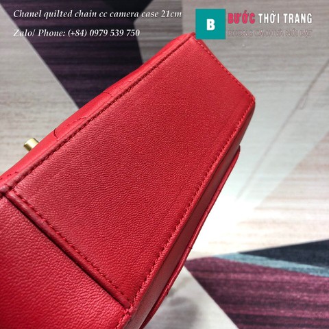 Túi xách Chanel quilted chain cc camera case siêu cấp màu đỏ - AS0971