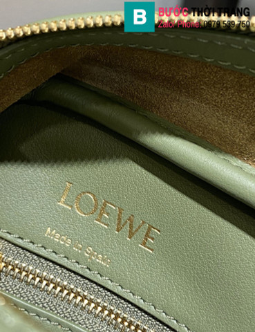 Túi xách Loewe Amazono siêu cấp da bê màu xanh rêu size 28cm 