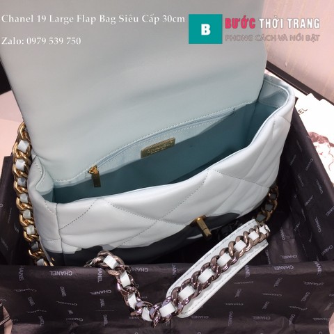 Túi Xách Chanel 19 Large Flap Bag Siêu Cấp Màu Xanh Đá 30cm - AS1161