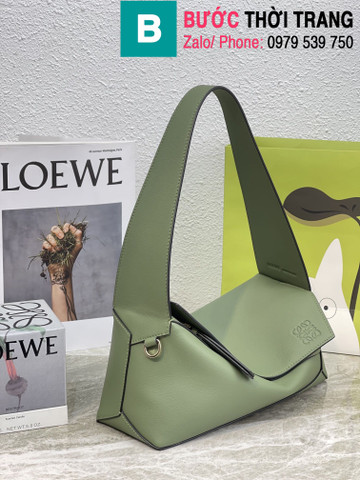 Túi xách Loewe Puzzle hobo siêu cấp da bê màu xanh rêu size 29cm 