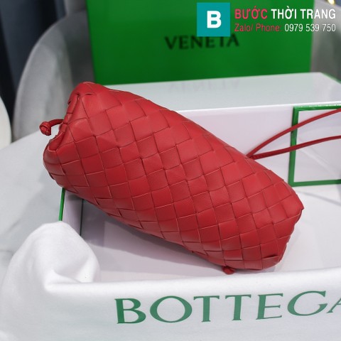 Túi xách Bottega Veneta the pouch cao cấp da bê màu đỏ size 23cm