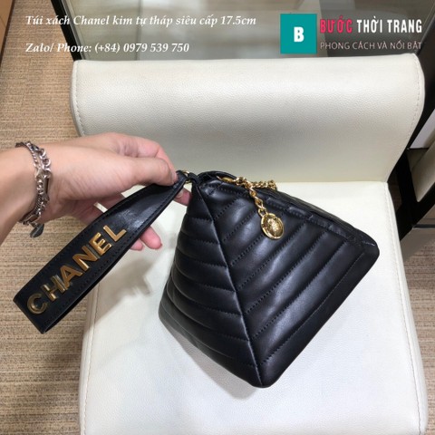 Túi xách Chanel xách tay siêu cấp hình kim tự tháp màu đen - AS86082
