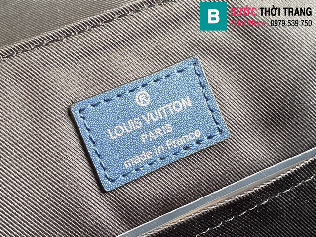 Túi xách Louis Vuitton Christophe Messenger siêu cấp da Taurillon màu xanh size 25cm