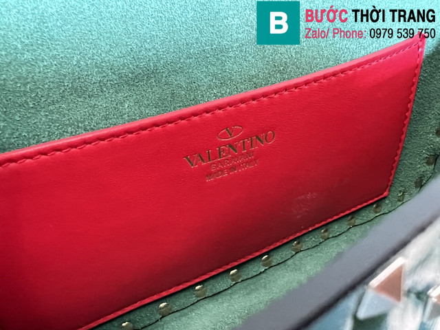 Túi xách Valentino Rockstud Spike siêu cấp da bê màu xanh size 24cm 