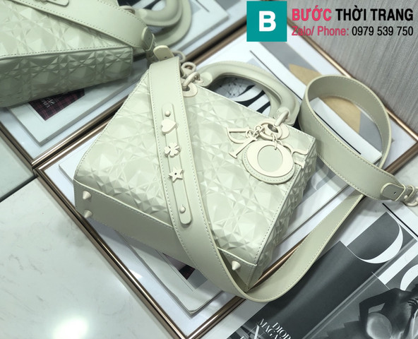 Túi Dior Lady siêu cấp da bê màu trắng size 20cm