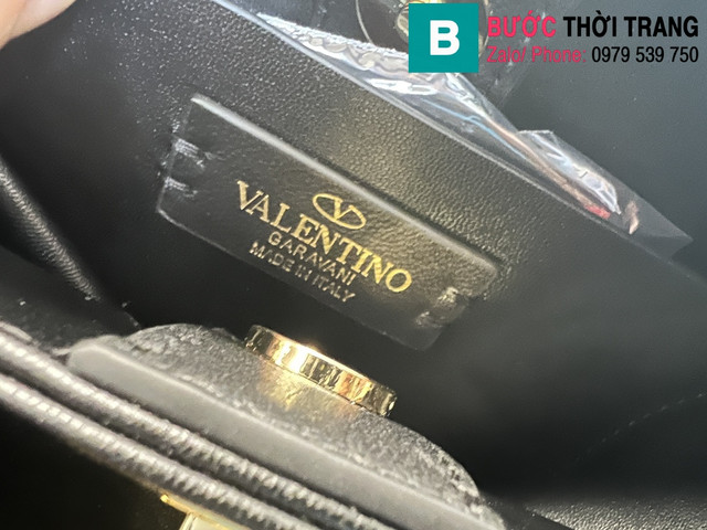 Túi Xách Valentino Small Roman Stud siêu cấp da bê màu đen size 21cm