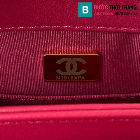 Túi xách Chanel small flap bag siêu cấp da bê màu hồng size 20.5cm - AS3498 