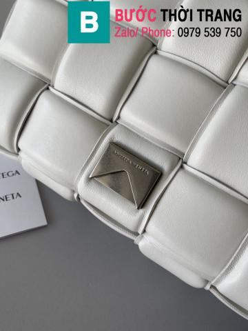 Túi xách Bottega Veneta Cassette bag cao cấp da bê màu trắng size 26cm