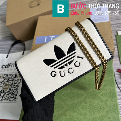 Túi đeo chéo Gucci Adidasx siêu cấp da bê màu trắng size 19cm 