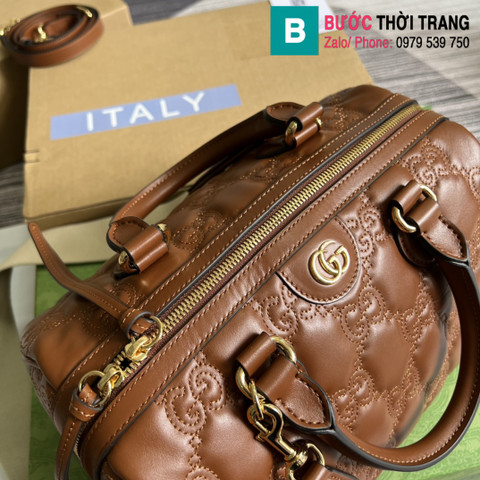 Túi xách Gucci Matelassé Leather Top Handle Bag siêu cấp da bê màu nâu size 31cm