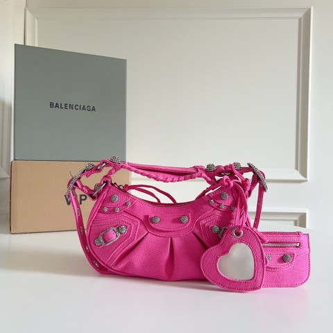 Túi xách Balenciag Le Cagole cao cấp da bê màu hồng size 26cm 