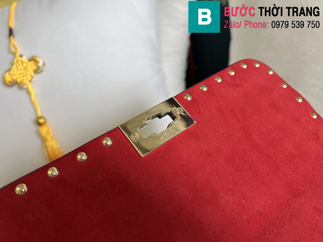 Túi xách Valentino Rockstud Spike siêu cấp da bê màu đỏ size 24cm