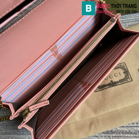 Túi Gucci Diana chain wallet siêu cấp da bê màu hồng size 19cm
