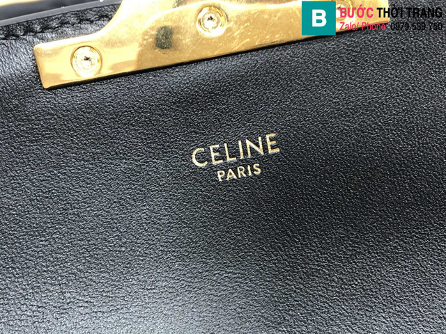 Túi xách Celine Triomphe Shoulder Bag siêu cấp canvas màu đen size 20cm