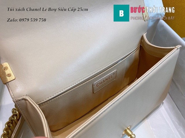 Túi Xách Chanel Boy Siêu Cấp viền dây màu nude nhạt 25cm - A67086