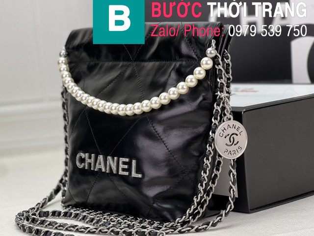 Túi xách Chanel small siêu cấp da bê màu đen size 25cm