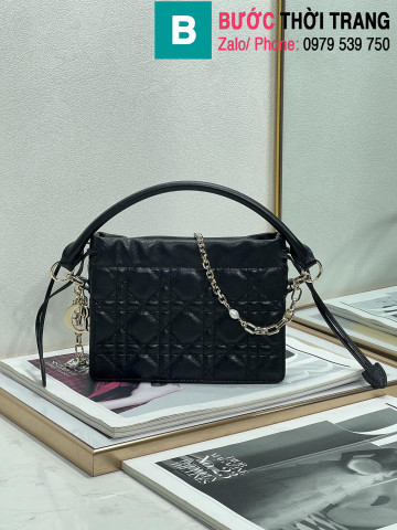 Túi xách Dior Lady siêu cấp da bê màu đen size 19cm