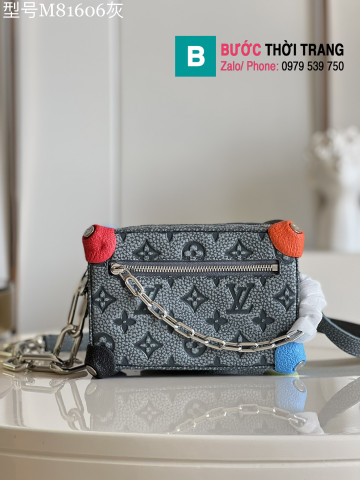 Túi LV nam Mini Soft Trunk Chalk màu xanh nhạt size 18cm - M81606