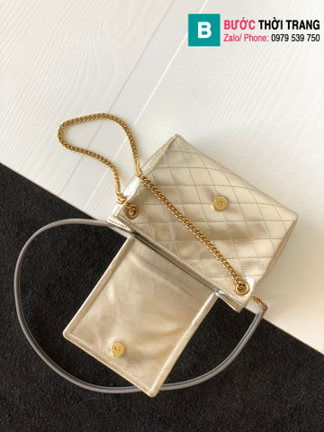 Túi xách Saint Laurent mini nolita cao cấp da bê màu bạc size 18cm