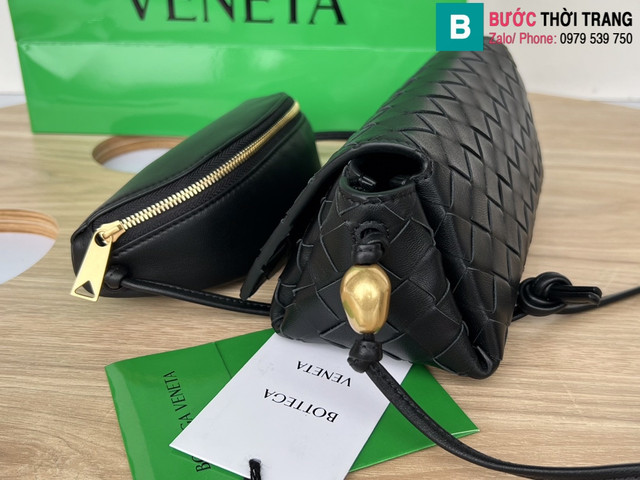 Túi xách Bottega Veneta cao cấp da bê màu đen size 18cm