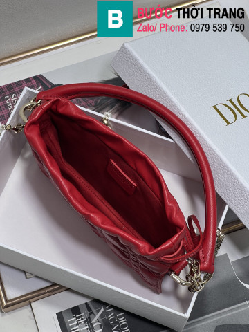 Túi xách Dior Lady siêu cấp da bê màu đỏ size 19cm