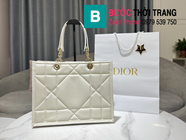 Túi xách Dior Essential siêu cấp thể tote màu trắng sữa size 36cm