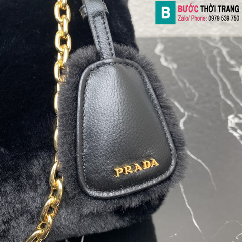 Túi xách Prada siêu cấp lông cừu màu đen 22cm