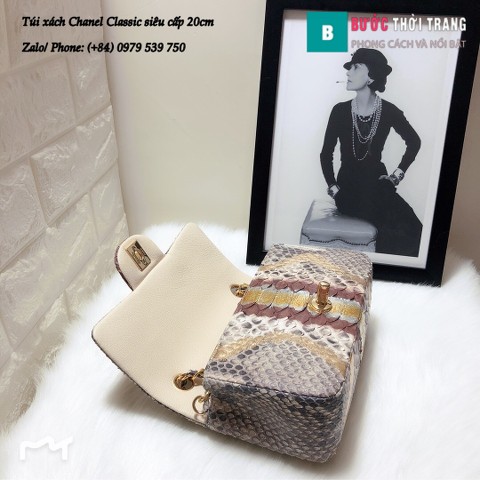 Túi Xách Chanel Classic siêu cấp da trăn size 20cm màu hoa văn 1 - CF1116 