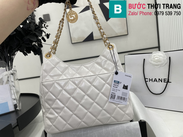 Túi xách Chanel Hobo siêu cấp da bê màu trắng size 22.5cm 