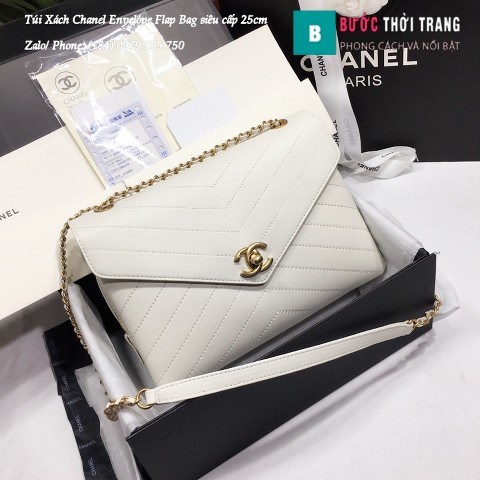 Túi Xách Chanel Envelope Flap Bag siêu cấp màu xanh trắng 25cm - A57432