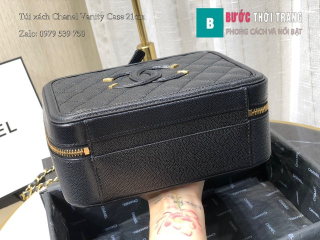Túi xách Chanel Vanity Case siêu cấp màu đen 21cm - A93342