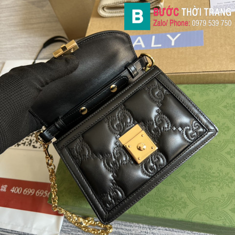 Túi xách Gucci matelassé small top handle bag siêu cấp da bê màu đen size 18cm