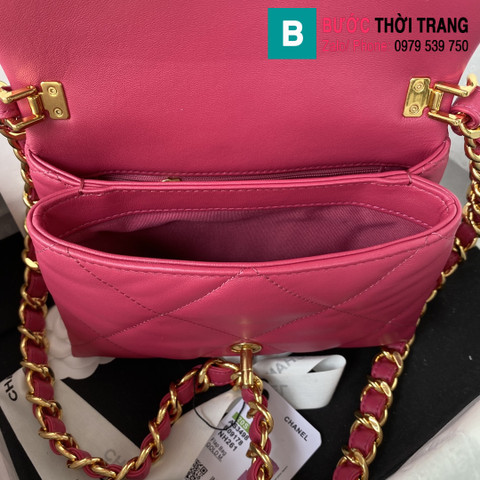 Túi xách Chanel small flap bag siêu cấp da bê màu hồng size 20.5cm - AS3498 