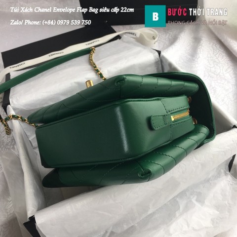 Túi Xách Chanel Envelope Flap Bag siêu cấp màu xanh lá 22cm - A57431