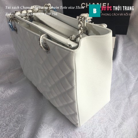 Túi xách Chanel Matrasse Chain Tote siêu cấp size 33cm màu trắng - A50995