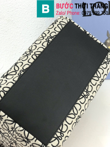Túi xách Loewe Cubi Anagram siêu cấp canvas màu trắng đen size 27cm