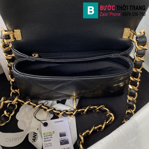 Túi xách Chanel small flap bag siêu cấp da bê màu đen size 20.5cm - AS3498